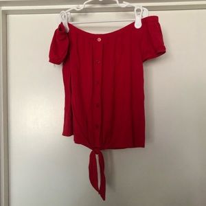 Off-the-Shoulder Red Cropped Top